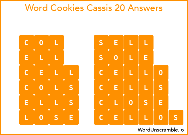 Word Cookies Cassis 20 Answers