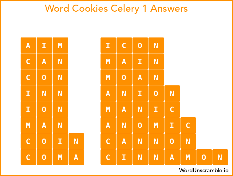 Word Cookies Celery 1 Answers