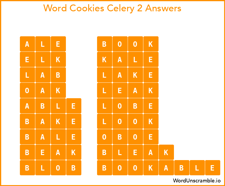 Word Cookies Celery 2 Answers
