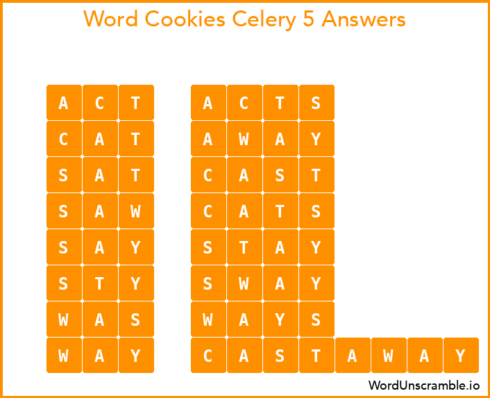 Word Cookies Celery 5 Answers