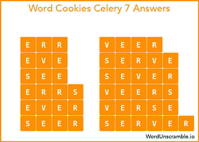 Word Cookies Celery 7 Answers