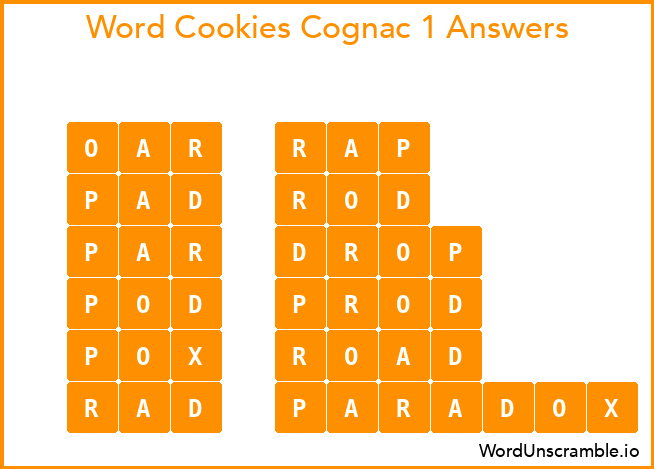 Word Cookies Cognac 1 Answers