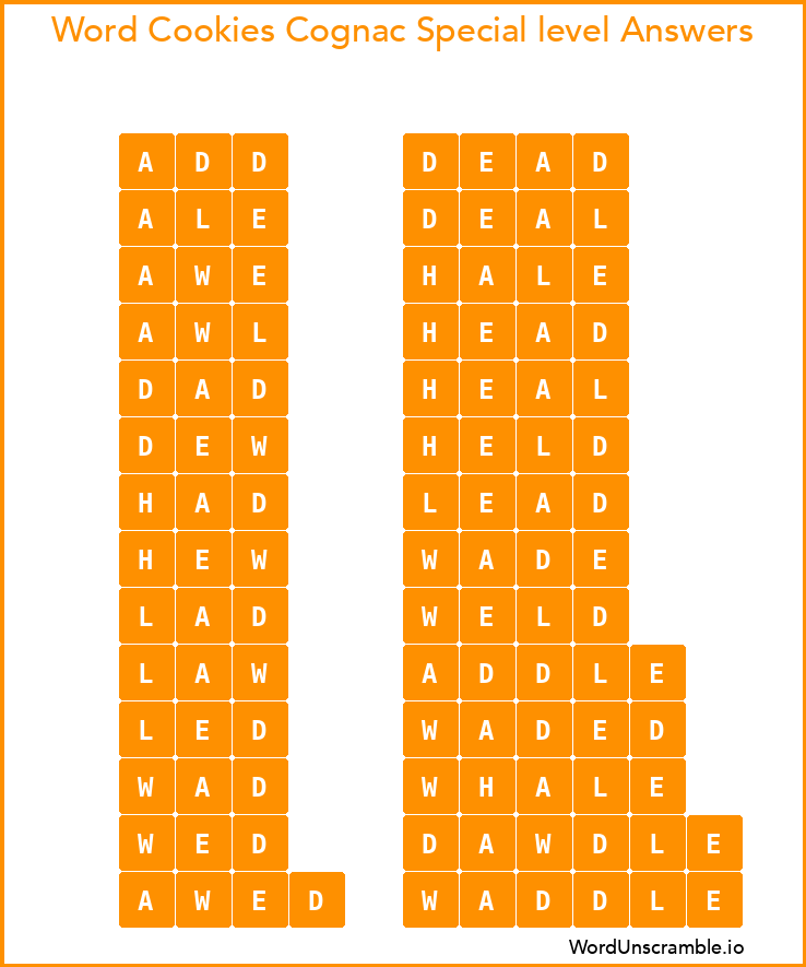 Word Cookies Cognac Special level Answers