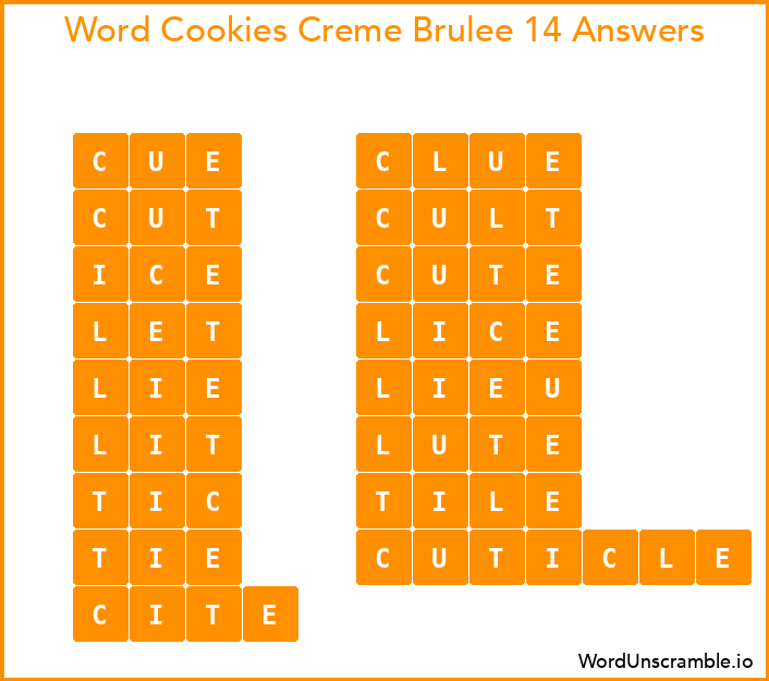 Word Cookies Creme Brulee 14 Answers