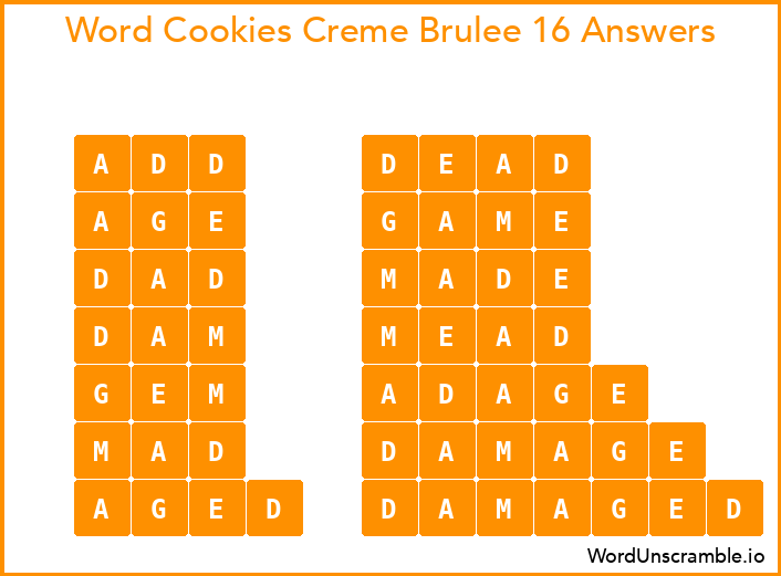 Word Cookies Creme Brulee 16 Answers