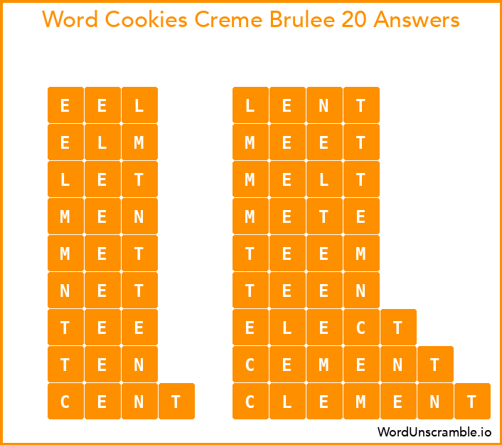 Word Cookies Creme Brulee 20 Answers
