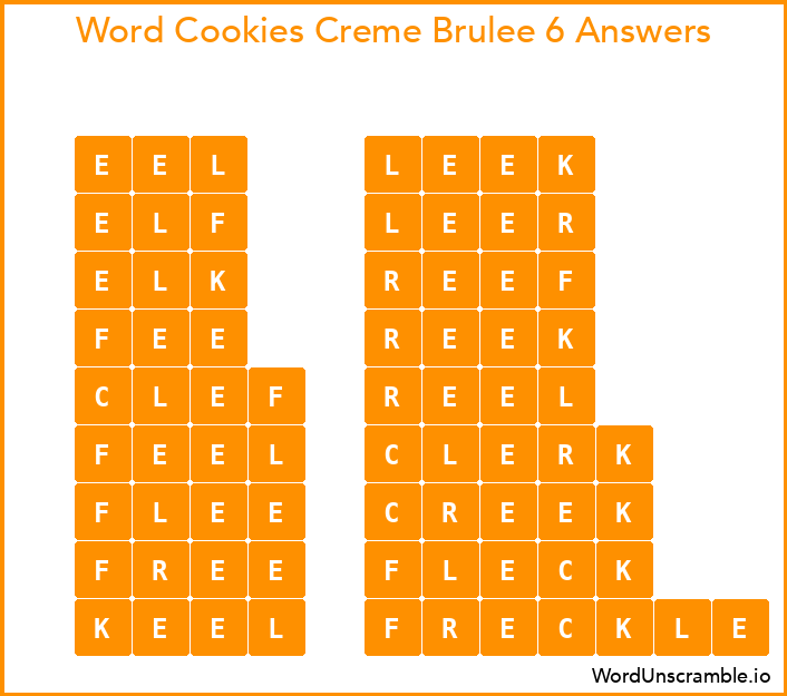 Word Cookies Creme Brulee 6 Answers
