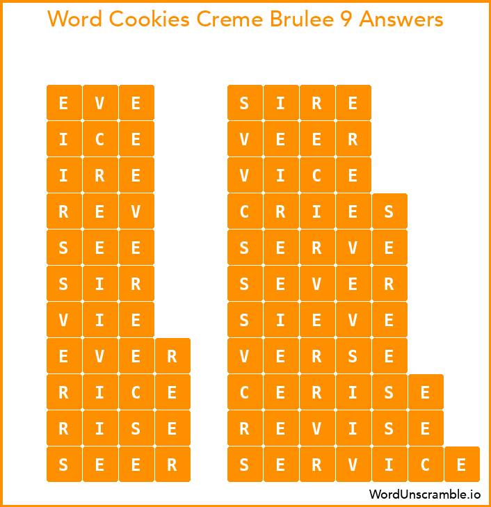 Word Cookies Creme Brulee 9 Answers