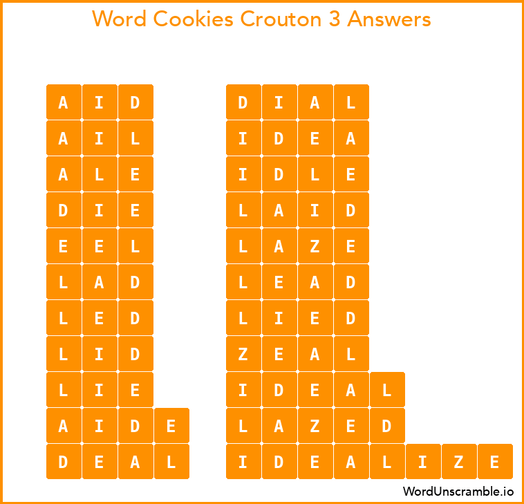 Word Cookies Crouton 3 Answers