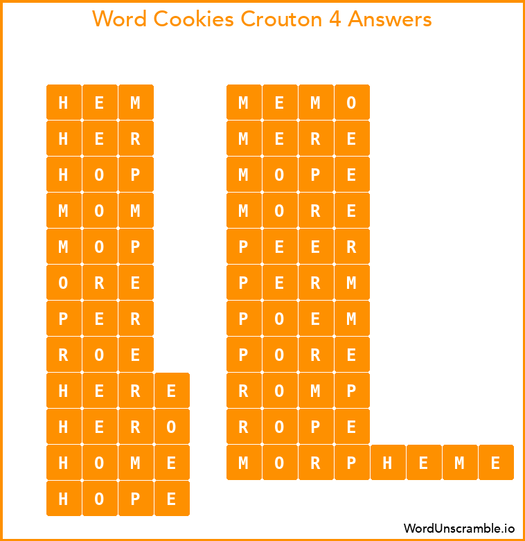 Word Cookies Crouton 4 Answers