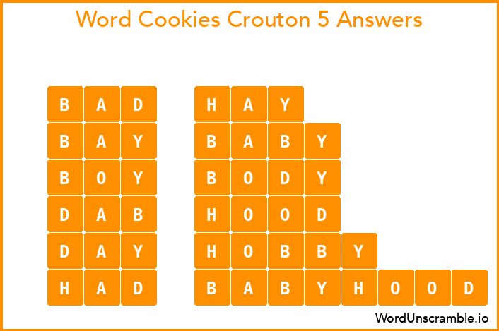 Word Cookies Crouton 5 Answers
