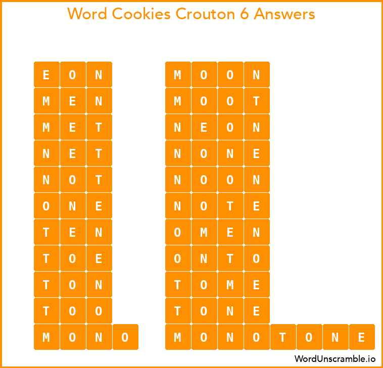 Word Cookies Crouton 6 Answers