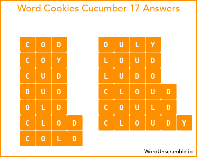 Word Cookies Cucumber 17 Answers