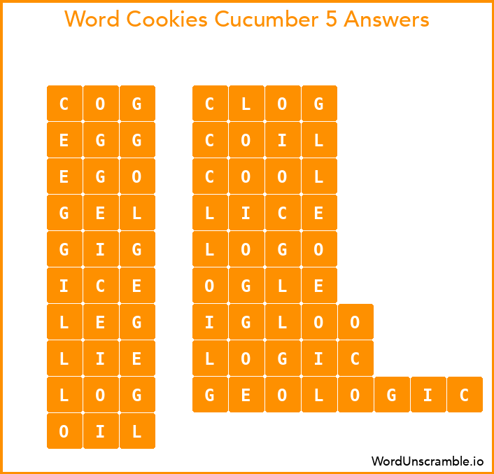 Word Cookies Cucumber 5 Answers