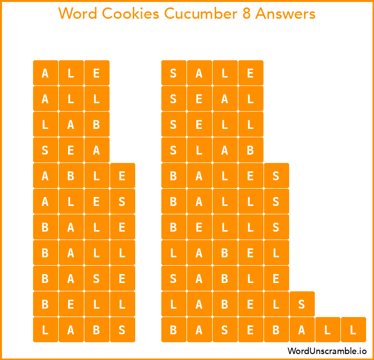 Word Cookies Cucumber 8 Answers