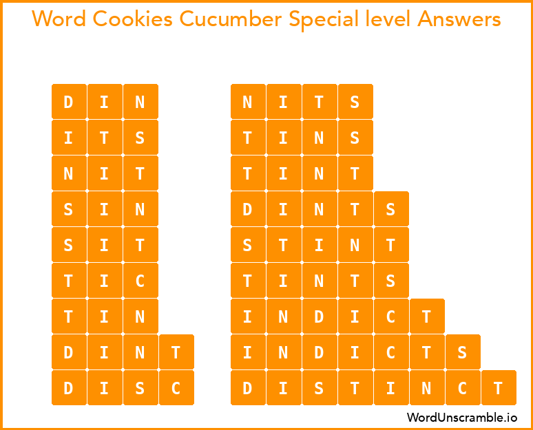 Word Cookies Cucumber Special level Answers