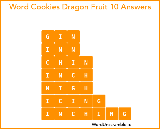 Word Cookies Dragon Fruit 10 Answers