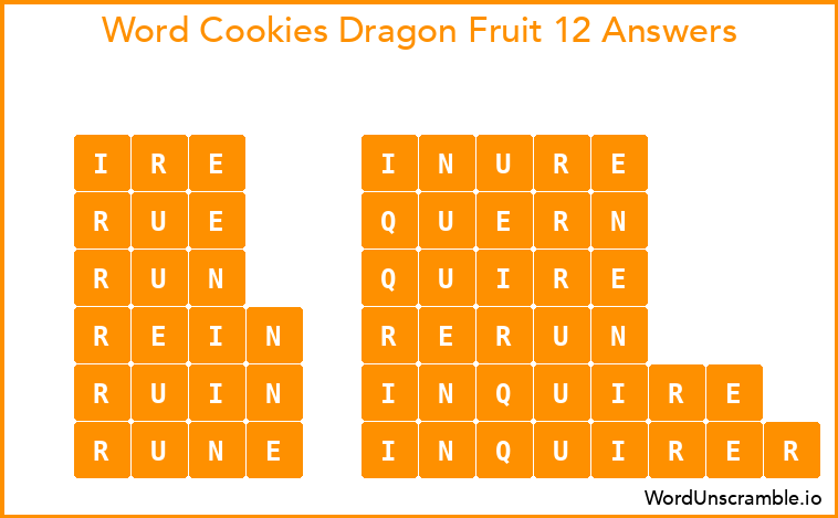 Word Cookies Dragon Fruit 12 Answers