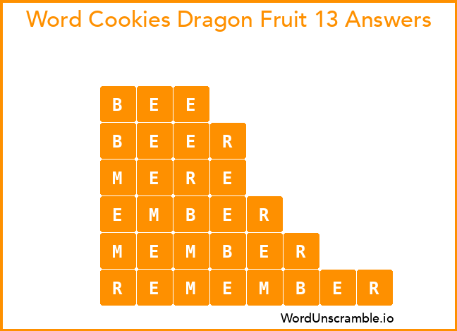 Word Cookies Dragon Fruit 13 Answers