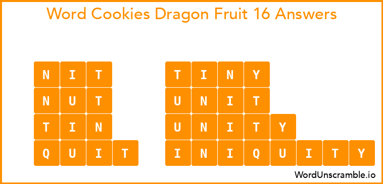 Word Cookies Dragon Fruit 16 Answers