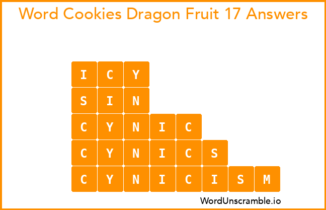 Word Cookies Dragon Fruit 17 Answers