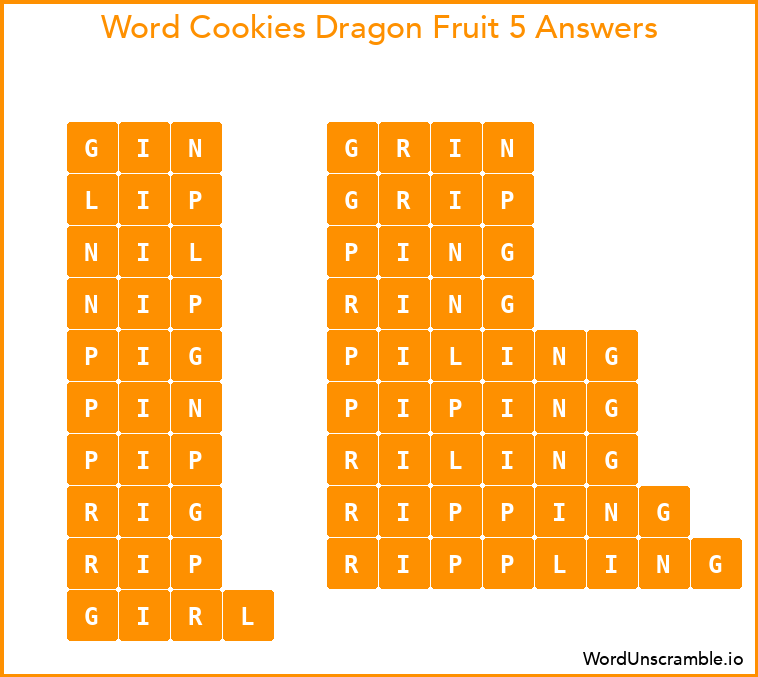 Word Cookies Dragon Fruit 5 Answers