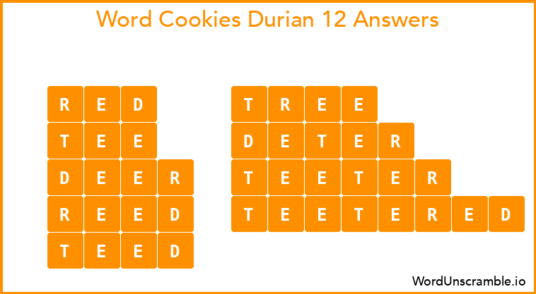 Word Cookies Durian 12 Answers