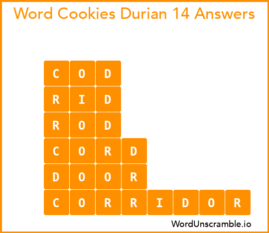 Word Cookies Durian 14 Answers