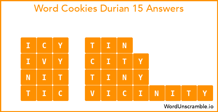 Word Cookies Durian 15 Answers