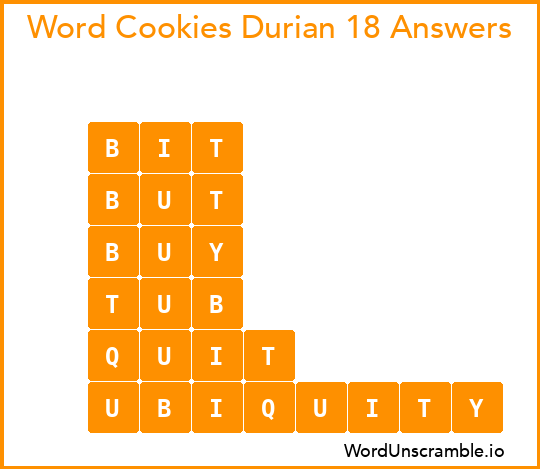 Word Cookies Durian 18 Answers