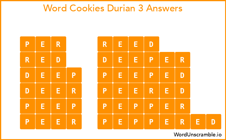 Word Cookies Durian 3 Answers