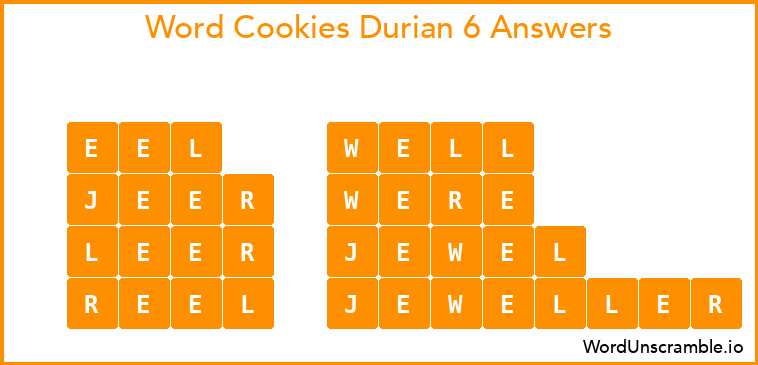 Word Cookies Durian 6 Answers