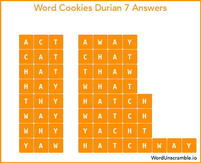 Word Cookies Durian 7 Answers