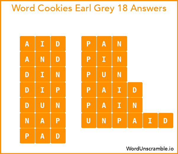 Word Cookies Earl Grey 18 Answers