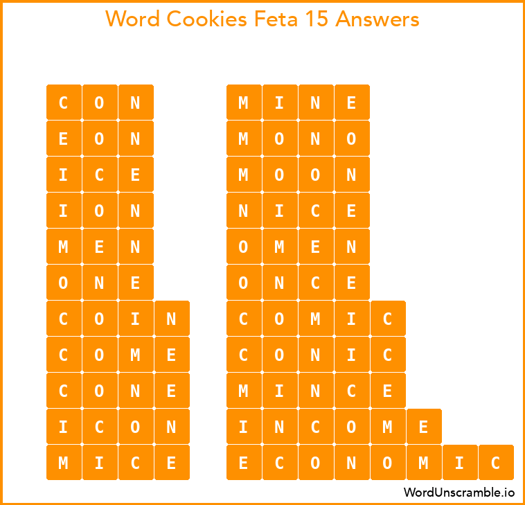 Word Cookies Feta 15 Answers