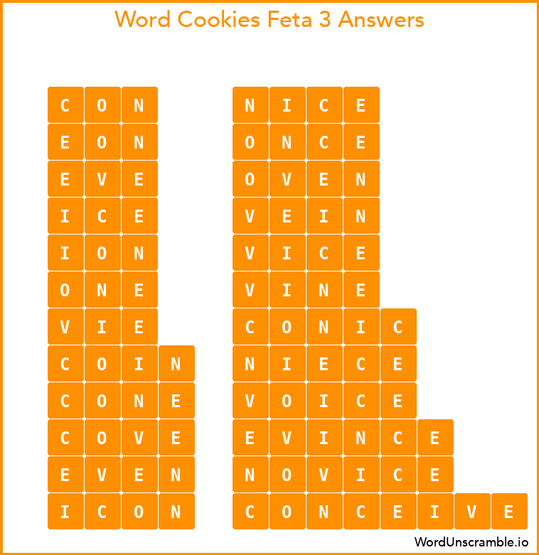 Word Cookies Feta 3 Answers