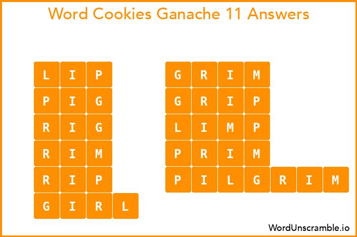 Word Cookies Ganache 11 Answers
