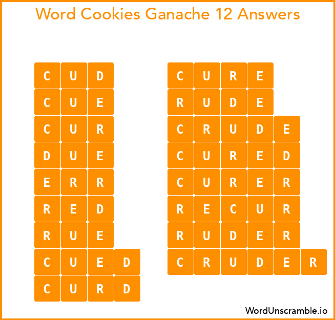 Word Cookies Ganache 12 Answers