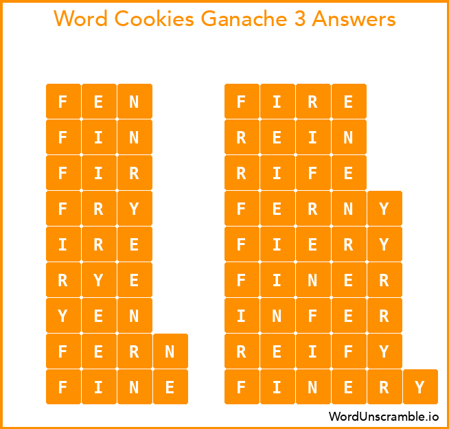 Word Cookies Ganache 3 Answers