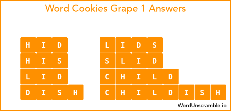 Word Cookies Grape 1 Answers