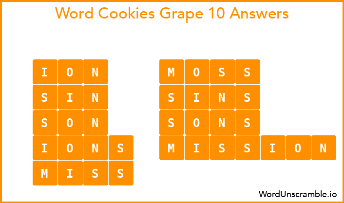 Word Cookies Grape 10 Answers