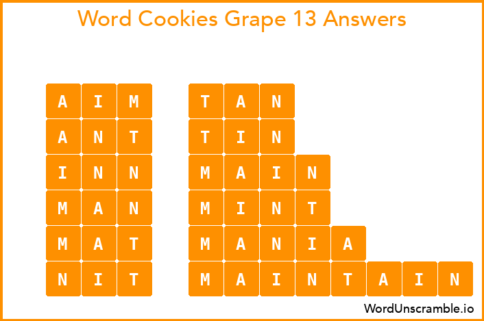 Word Cookies Grape 13 Answers