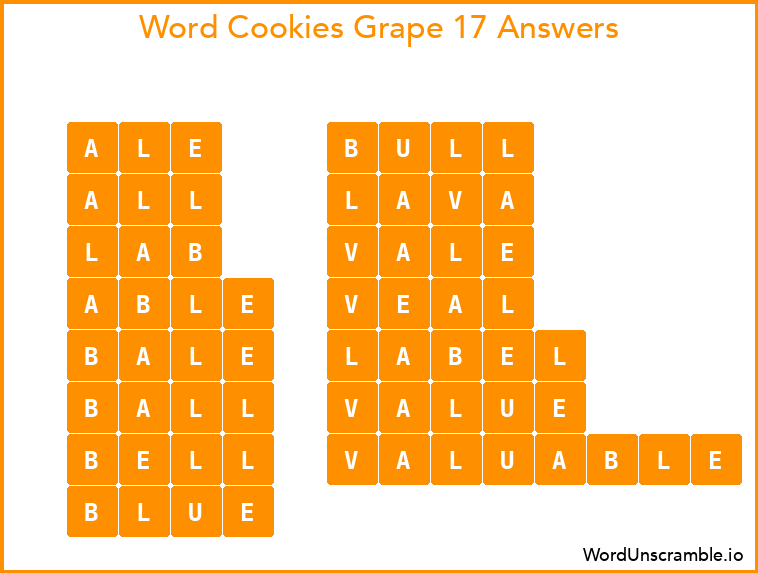 Word Cookies Grape 17 Answers