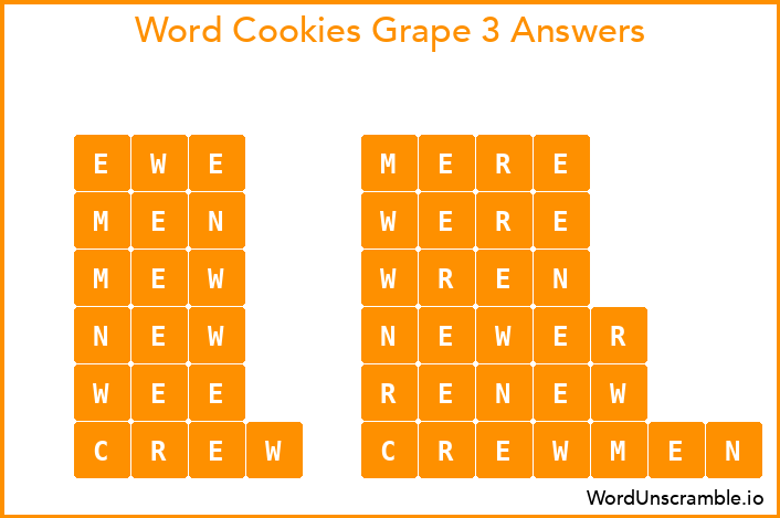 Word Cookies Grape 3 Answers