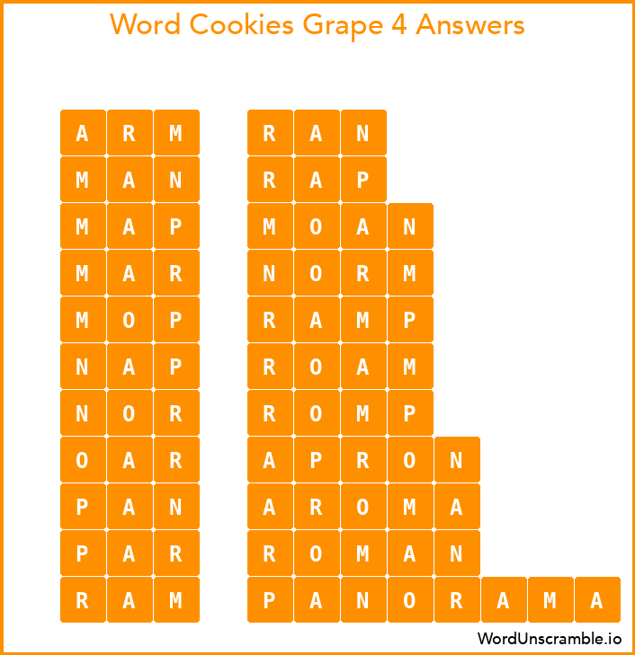 Word Cookies Grape 4 Answers