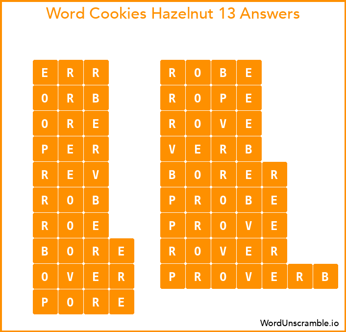 Word Cookies Hazelnut 13 Answers