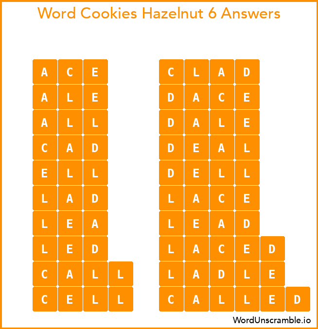 Word Cookies Hazelnut 6 Answers