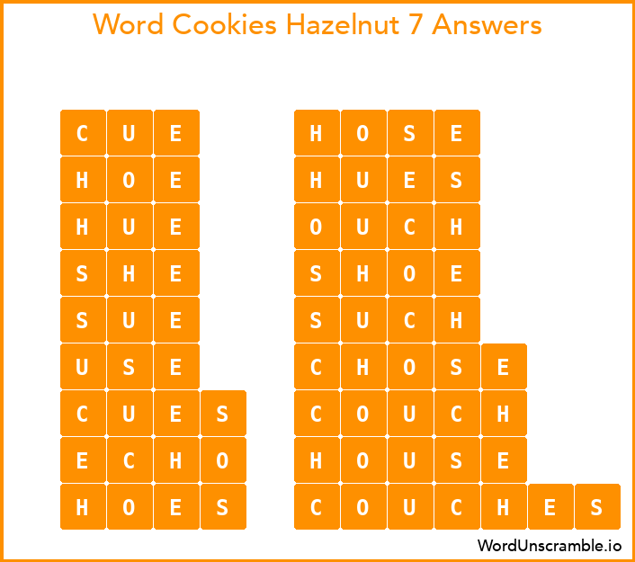 Word Cookies Hazelnut 7 Answers