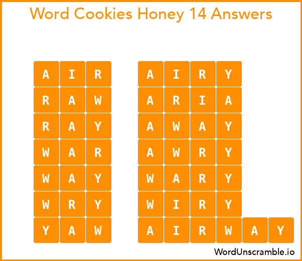 Word Cookies Honey 14 Answers