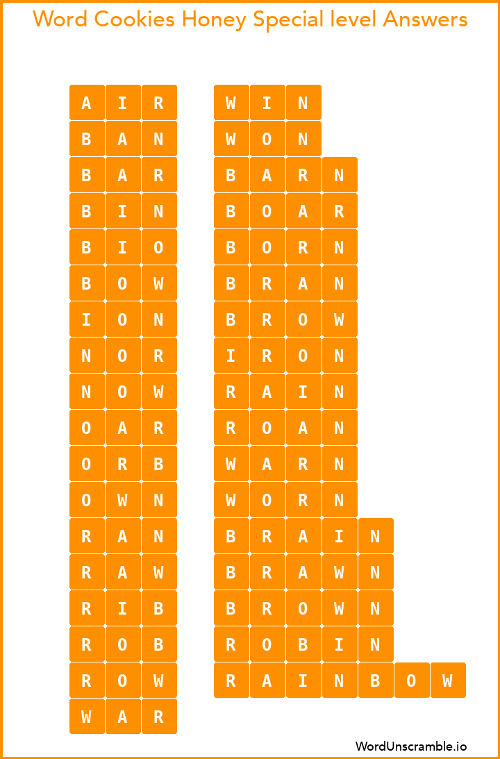 Word Cookies Honey Special level Answers